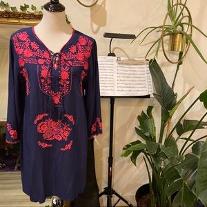 ShopLatitude-Rayon Mexican Embroidered Tunic Dress